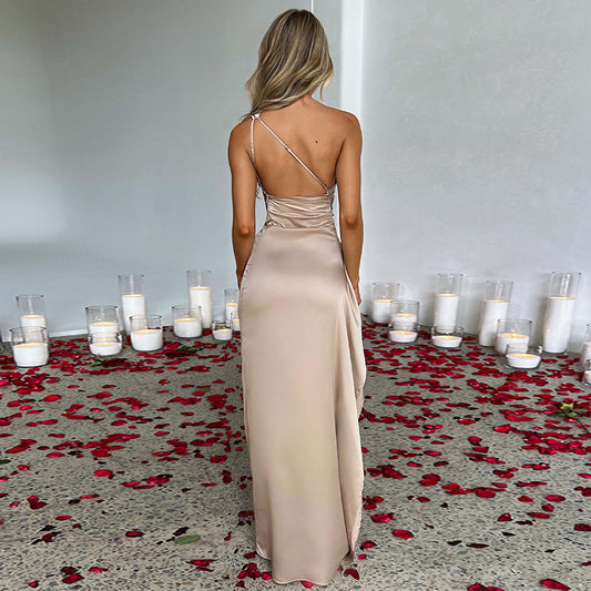 Women One shoulder Backless Slit Summer Slim fit Dresses