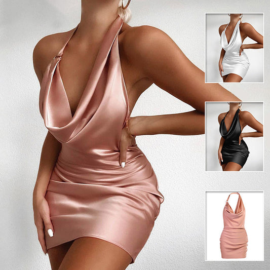 Satin Party Backless Mini Sleeveless Summer Party Dress